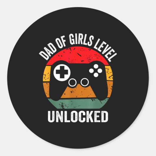 Funny New Dad Shirt Dad Of Girls Level Unlocked Te ラウンドシール (正面)