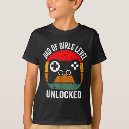 Funny New Dad Shirt Dad Of Girls Level Unlocked Te Tシャツ (正面)