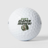 Funny New Golf Dad Diaper Money Cash Roll Betting ゴルフボール (正面)