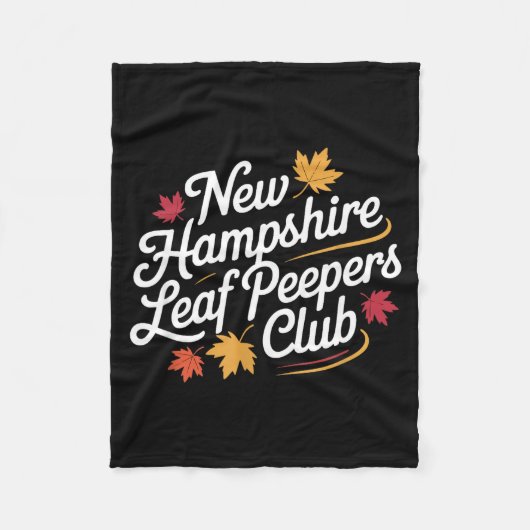 Funny New Hampshire Leaf Er's Club Autumn Fall Lea フリースブランケット (正面)