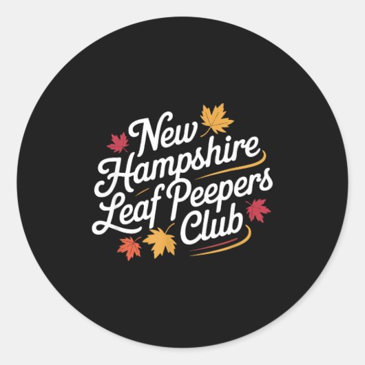 Funny New Hampshire Leaf Er's Club Autumn Fall Lea ラウンドシール (正面)