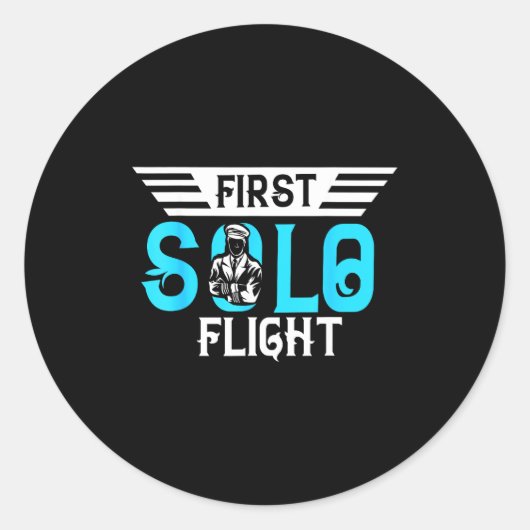 Funny New Lot Design First Solo Flight Aircraft Lo ラウンドシール (正面)