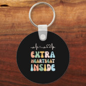 Funny New Mom Extra Heartbeat Inside Pregnancy Ann キーホルダー (正面)