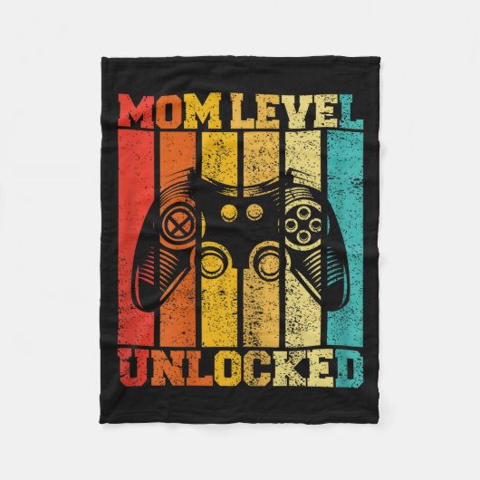 Funny New Mom Level Unlocked Gaming Pregnancy Anno フリースブランケット (正面)