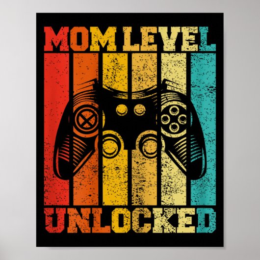 Funny New Mom Level Unlocked Gaming Pregnancy Anno ポスター (正面)