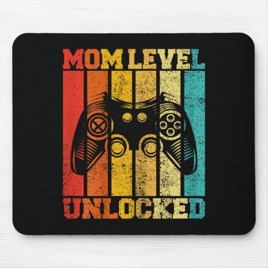 Funny New Mom Level Unlocked Gaming Pregnancy Anno マウスパッド (正面)