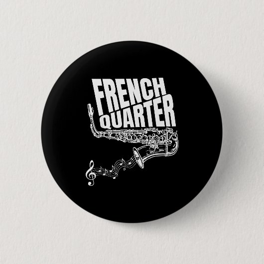 Funny New Orleans Mardi Gras Jazz Saxophone  缶バッジ (正面)