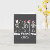 Funny New Year Crew 2026 Medical Skeleton Celebrat カード (黄色い花)