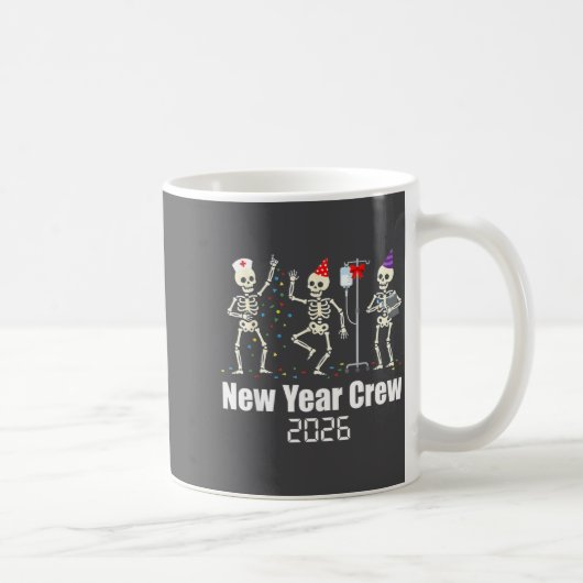 Funny New Year Crew 2026 Medical Skeleton Celebrat コーヒーマグカップ (右)