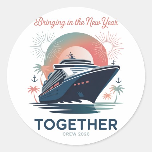 Funny New Year Crew Saying 2026 Friends ラウンドシール (正面)