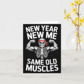 Funny New Year Gym Skeleton Resolution Workout Hum カード (黄色い花)