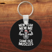 Funny New Year Gym Skeleton Resolution Workout Hum キーホルダー (正面)