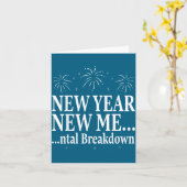 Funny New Year New Me Mental Breakdown New Year Pa カード (黄色い花)
