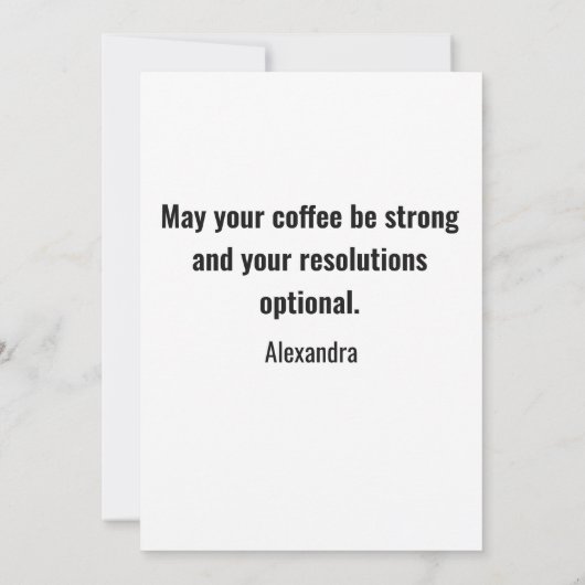 Funny New Year Same Me Minimal Black Greeting Card シーズンカード (裏面)