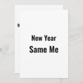 Funny New Year Same Me Minimal Black Greeting Card シーズンカード (正面/裏面)
