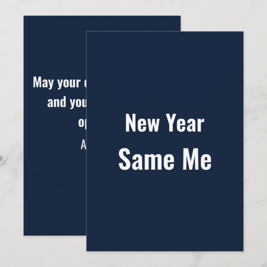 Funny New Year Same Me Minimal Blue Greeting Card シーズンカード (正面/裏面)