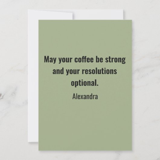 Funny New Year Same Me Minimal Green Greeting Card シーズンカード (裏面)