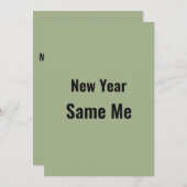 Funny New Year Same Me Minimal Green Greeting Card シーズンカード (正面/裏面)