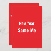 Funny New Year Same Me Minimal Red Greeting Card シーズンカード (正面/裏面)