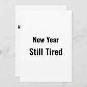 Funny New Year Still Tired Minimal Black シーズンカード (正面/裏面)