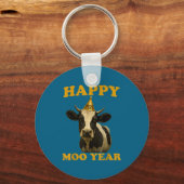 Funny New Years Eve Cow Nye Party Farm Animal Moo キーホルダー (正面)