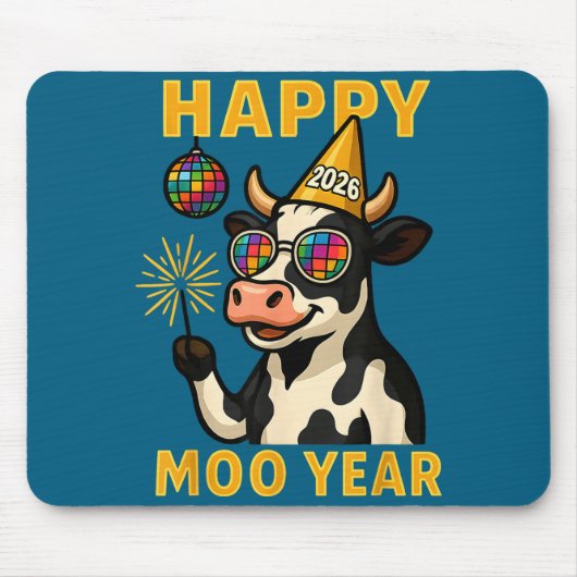 Funny New Years Eve Cow Nye Party Farm Animal Moo  マウスパッド (正面)