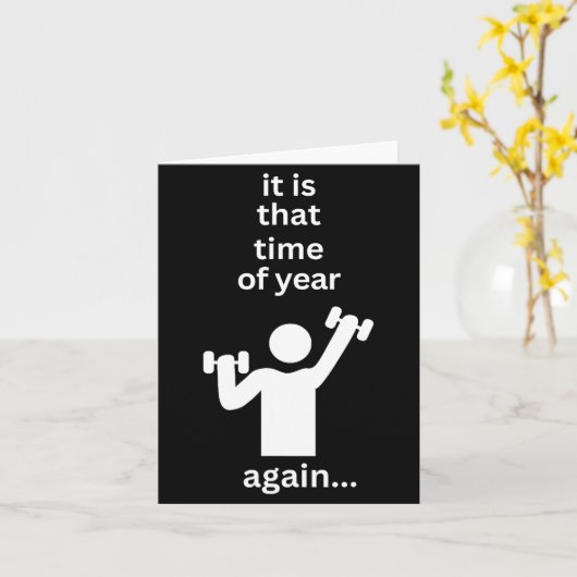 Funny New Years Resolution Workout Gym Time Exerci カード (黄色い花)