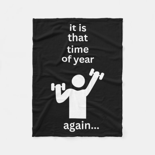 Funny New Years Resolution Workout Gym Time Exerci フリースブランケット (正面)