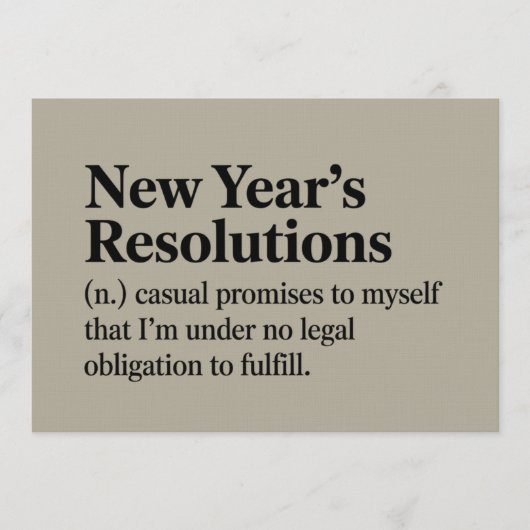 Funny New Year's Resolutions Sarcastic New Year   招待状 (正面)
