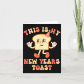 Funny New Year's Toast Bread Pun Retro Hipe  カード (正面)