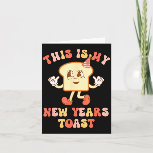 Funny New Year's Toast Bread Pun Retro Hipe  カード (正面)