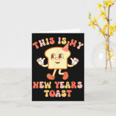 Funny New Year's Toast Bread Pun Retro Hipe  カード (黄色い花)