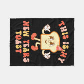 Funny New Year's Toast Bread Pun Retro Hipe  フリースブランケット (正面(横))