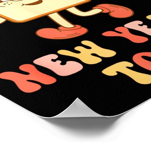Funny New Year's Toast Bread Pun Retro Hipe  ポスター (角)