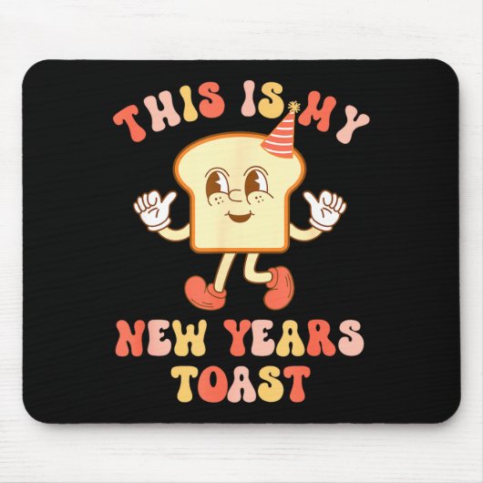 Funny New Year's Toast Bread Pun Retro Hipe マウスパッド (正面)