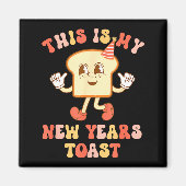 Funny New Year's Toast Bread Pun Retro Hipe  マグネット (正面)