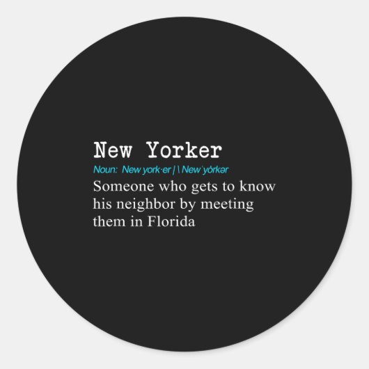 Funny New Yorker Dictionary Definition Gif  ラウンドシール (正面)