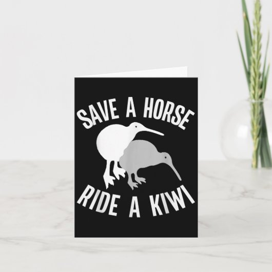 Funny New Zealand Kiwi Meme Quote Save A Horse Rid カード (正面)