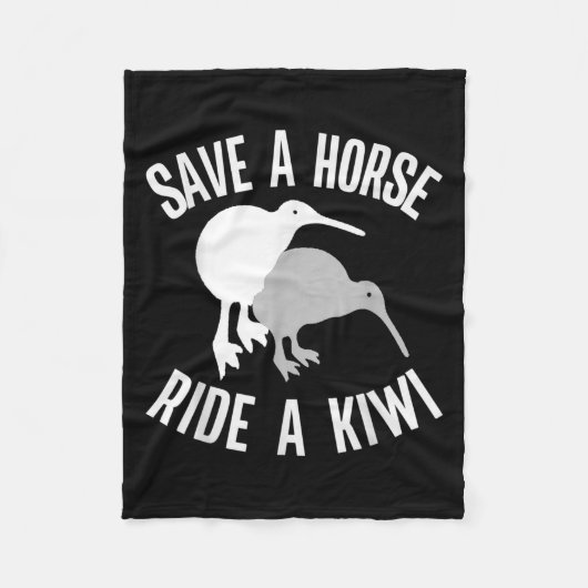 Funny New Zealand Kiwi Meme Quote Save A Horse Rid フリースブランケット (正面)