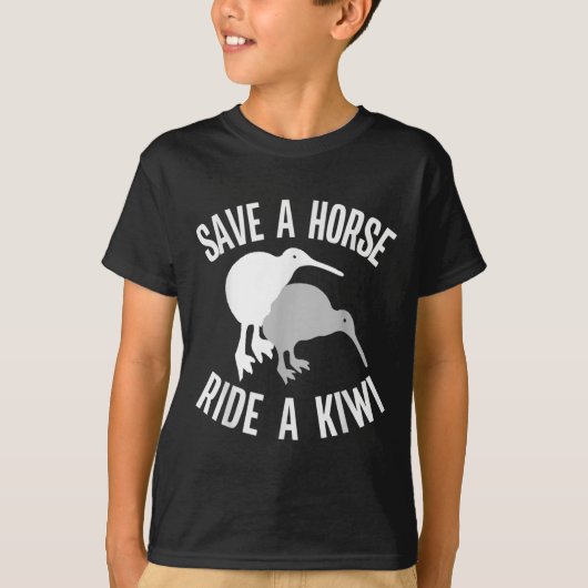Funny New Zealand Kiwi Meme Quote Save A Horse Rid Tシャツ (正面)