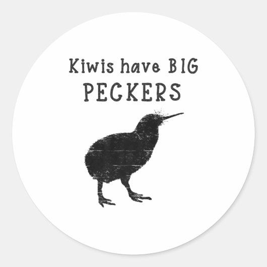 Funny New Zealand Quote Kiwis Have Big Peckers Quo ラウンドシール (正面)