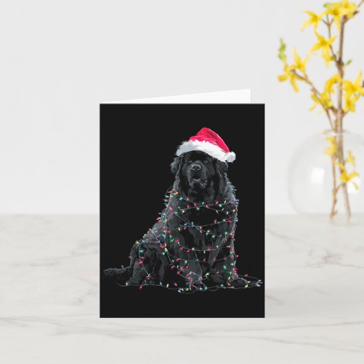 Funny Newfoundland Christmas Graphic Dog Lights Lo カード (黄色い花)