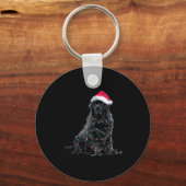 Funny Newfoundland Christmas Graphic Dog Lights Lo キーホルダー (正面)