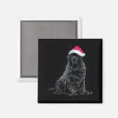 Funny Newfoundland Christmas Graphic Dog Lights Lo マグネット (正面/裏面)