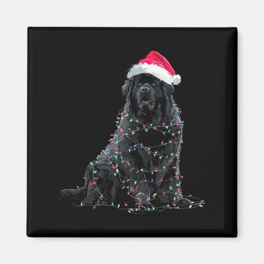 Funny Newfoundland Christmas Graphic Dog Lights Lo マグネット (正面)