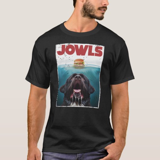 Funny Newfoundland Dog, Newfie Lab Jowls Burger, D Tシャツ (正面)