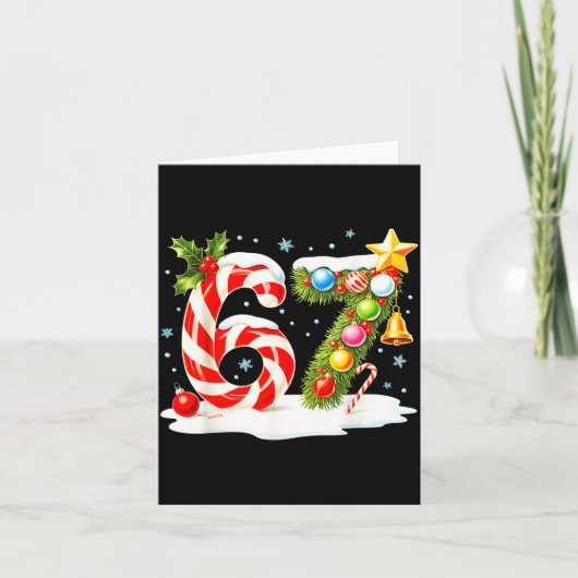 Funny Nice Naughty 6 7 Christmas 67 Meme Xmas Boys カード (正面)