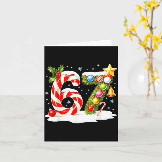 Funny Nice Naughty 6 7 Christmas 67 Meme Xmas Boys カード (黄色い花)