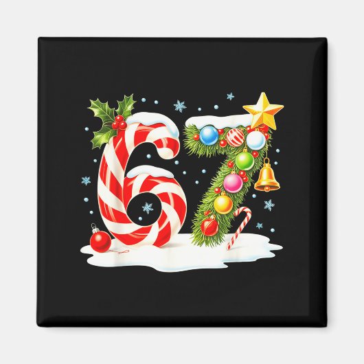 Funny Nice Naughty 6 7 Christmas 67 Meme Xmas Boys マグネット (正面)