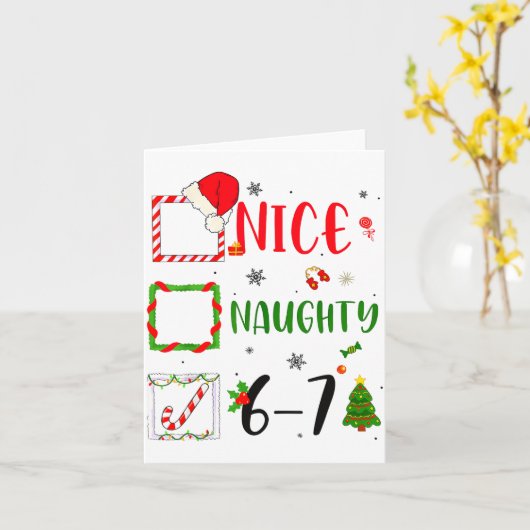Funny Nice Naughty 6 7 Meme Christmas Six Seven  カード (黄色い花)